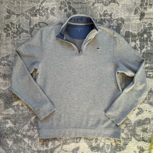 Vineyard Vines Men's Gray Quarter-Zip Sweater Size X-Large